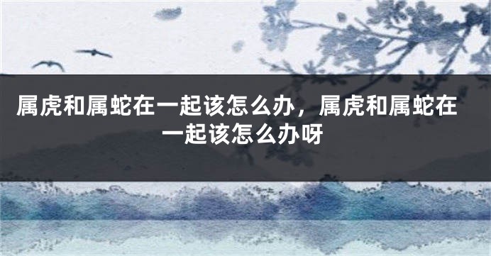 属虎和属蛇在一起该怎么办，属虎和属蛇在一起该怎么办呀