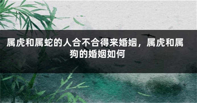 属虎和属蛇的人合不合得来婚姻，属虎和属狗的婚姻如何