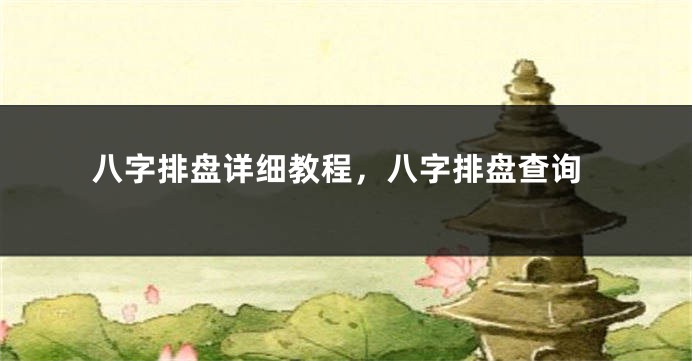八字排盘详细教程，八字排盘查询
