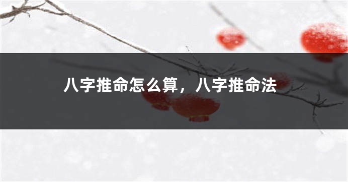 八字推命怎么算，八字推命法