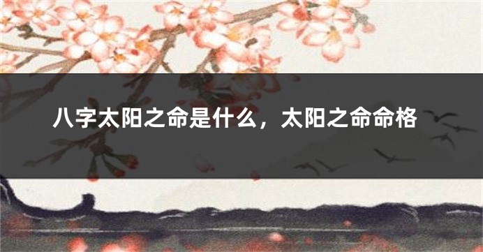 八字太阳之命是什么，太阳之命命格