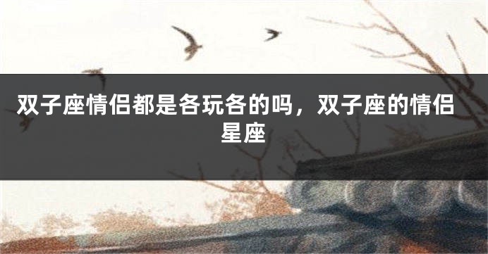 双子座情侣都是各玩各的吗，双子座的情侣星座