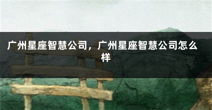 广州星座智慧公司，广州星座智慧公司怎么样
