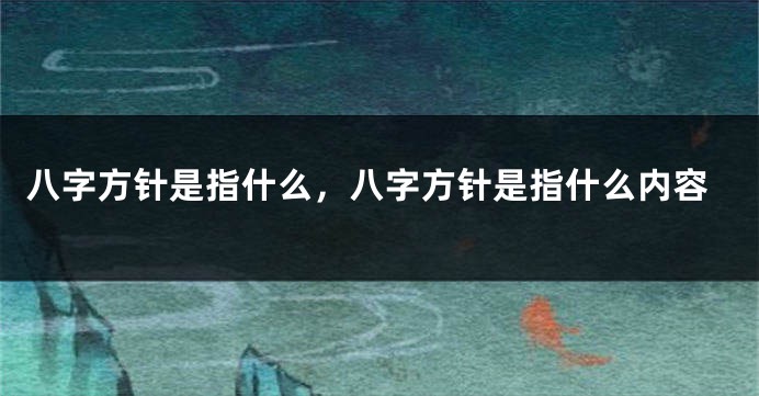 八字方针是指什么，八字方针是指什么内容