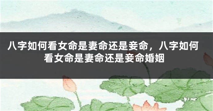 八字如何看女命是妻命还是妾命，八字如何看女命是妻命还是妾命婚姻