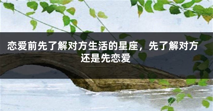 恋爱前先了解对方生活的星座，先了解对方还是先恋爱