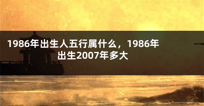 1986年出生人五行属什么，1986年出生2007年多大