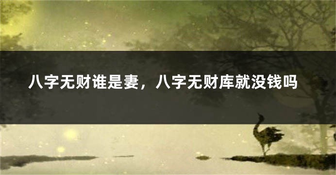 八字无财谁是妻，八字无财库就没钱吗