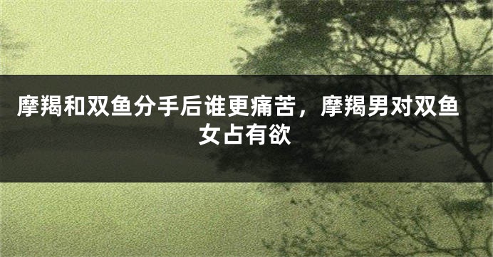 摩羯和双鱼分手后谁更痛苦，摩羯男对双鱼女占有欲