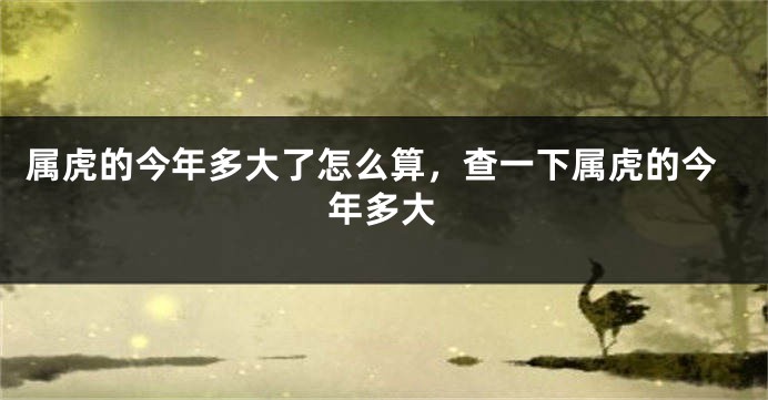 属虎的今年多大了怎么算，查一下属虎的今年多大