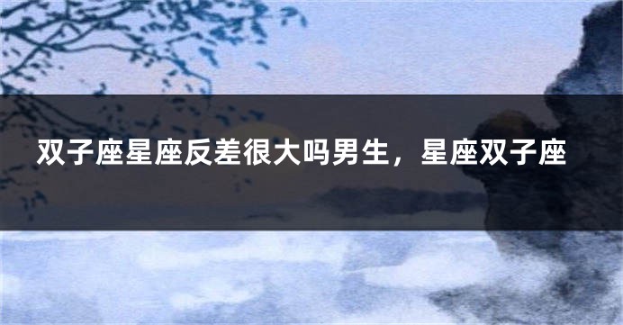 双子座星座反差很大吗男生，星座双子座