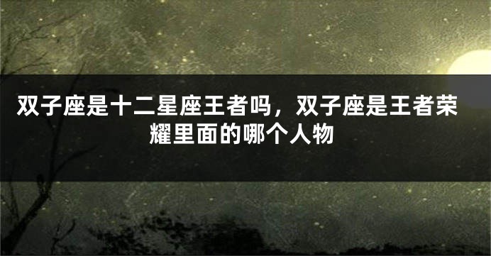 双子座是十二星座王者吗，双子座是王者荣耀里面的哪个人物