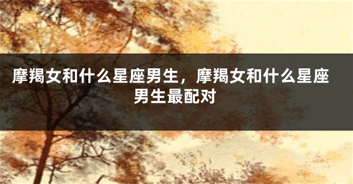 摩羯女和什么星座男生，摩羯女和什么星座男生最配对