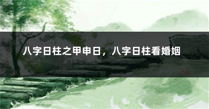 八字日柱之甲申日，八字日柱看婚姻