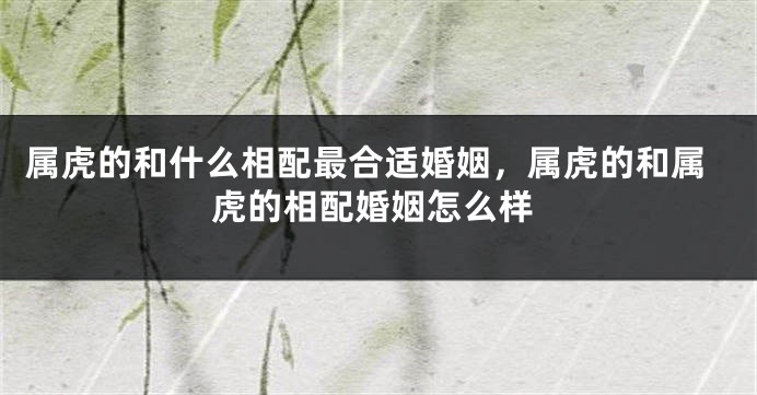 属虎的和什么相配最合适婚姻，属虎的和属虎的相配婚姻怎么样