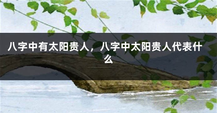 八字中有太阳贵人，八字中太阳贵人代表什么