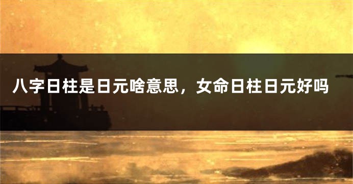 八字日柱是日元啥意思，女命日柱日元好吗