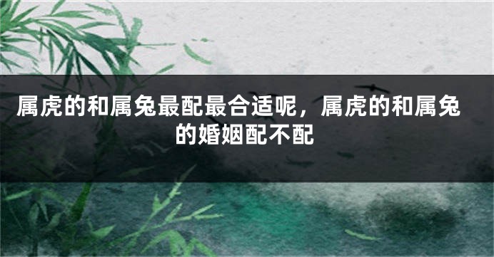 属虎的和属兔最配最合适呢，属虎的和属兔的婚姻配不配