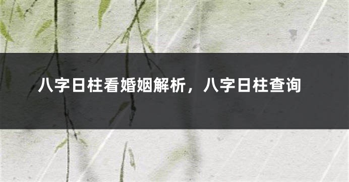 八字日柱看婚姻解析，八字日柱查询
