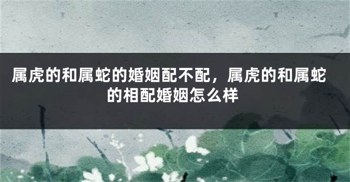 属虎的和属蛇的婚姻配不配，属虎的和属蛇的相配婚姻怎么样