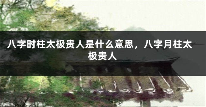 八字时柱太极贵人是什么意思,八字月柱太极贵人