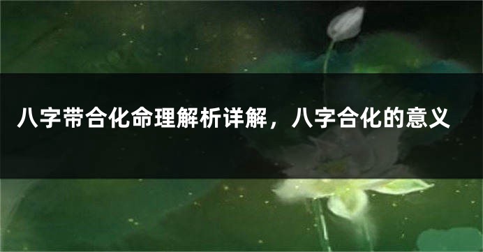 八字带合化命理解析详解，八字合化的意义