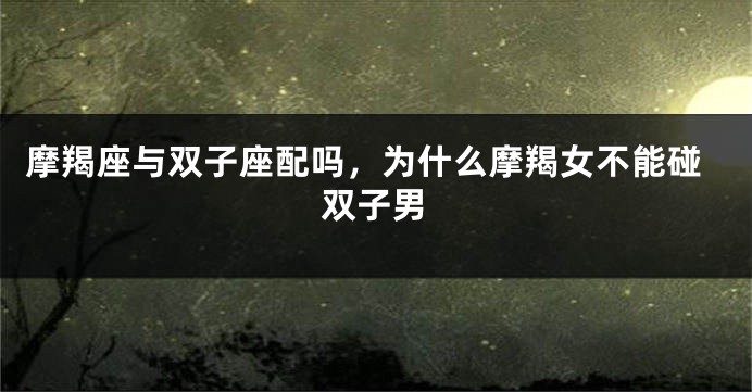 摩羯座与双子座配吗，为什么摩羯女不能碰双子男
