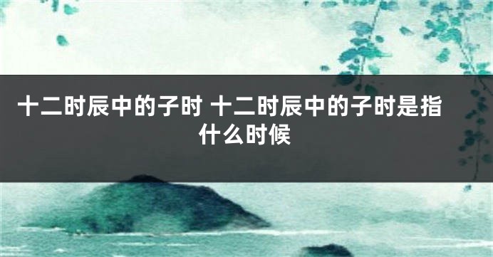 十二时辰中的子时 十二时辰中的子时是指什么时候