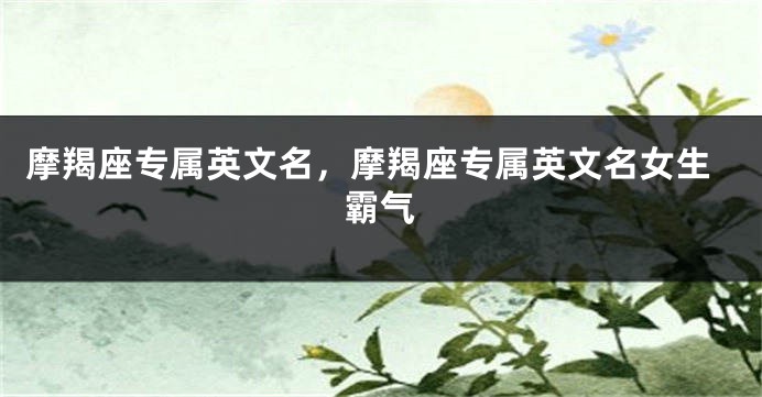 摩羯座专属英文名，摩羯座专属英文名女生霸气