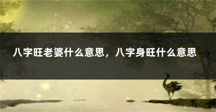 八字旺老婆什么意思，八字身旺什么意思