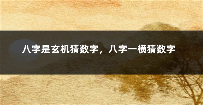 八字是玄机猜数字，八字一横猜数字