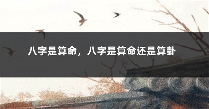 八字是算命，八字是算命还是算卦