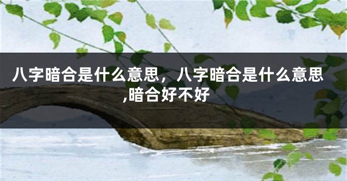 八字暗合是什么意思，八字暗合是什么意思,暗合好不好