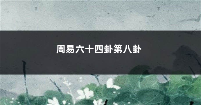 周易六十四卦第八卦