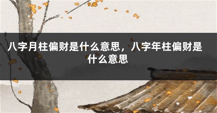 八字月柱偏财是什么意思，八字年柱偏财是什么意思