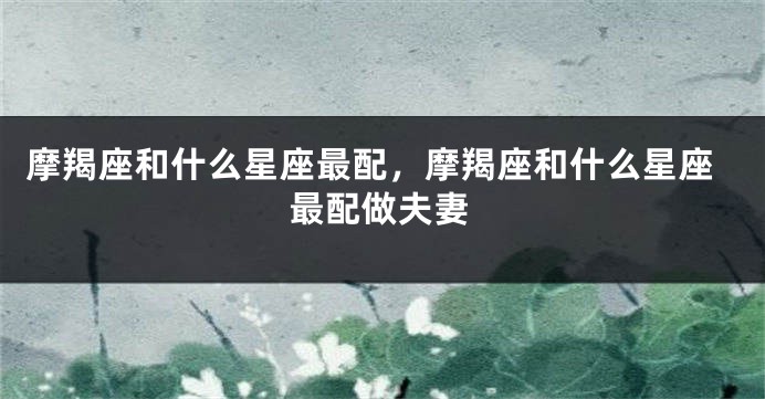 摩羯座和什么星座最配，摩羯座和什么星座最配做夫妻