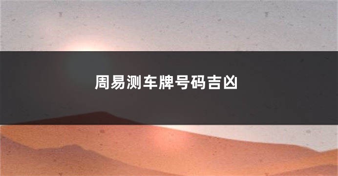 周易测车牌号码吉凶