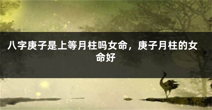 八字庚子是上等月柱吗女命，庚子月柱的女命好