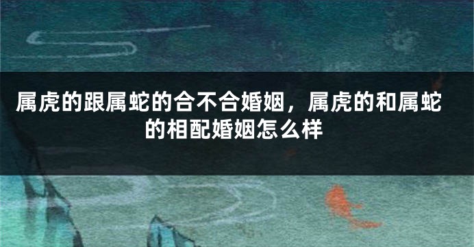 属虎的跟属蛇的合不合婚姻，属虎的和属蛇的相配婚姻怎么样