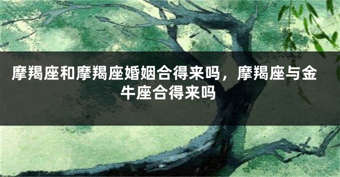 摩羯座和摩羯座婚姻合得来吗，摩羯座与金牛座合得来吗