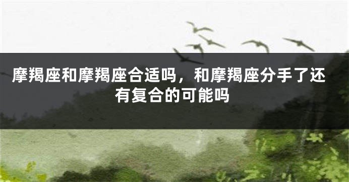 摩羯座和摩羯座合适吗，和摩羯座分手了还有复合的可能吗