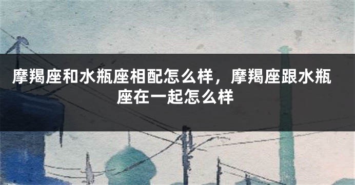摩羯座和水瓶座相配怎么样，摩羯座跟水瓶座在一起怎么样
