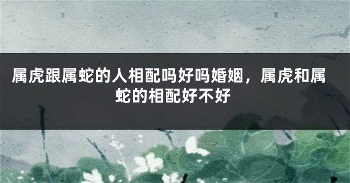 属虎跟属蛇的人相配吗好吗婚姻，属虎和属蛇的相配好不好
