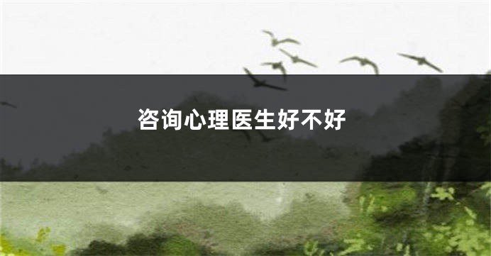 咨询心理医生好不好