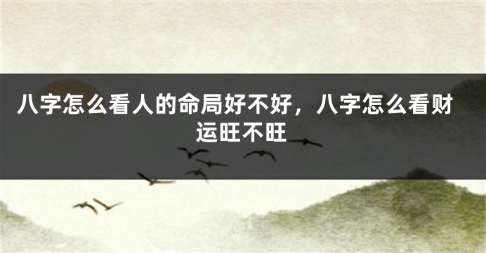 八字怎么看人的命局好不好，八字怎么看财运旺不旺