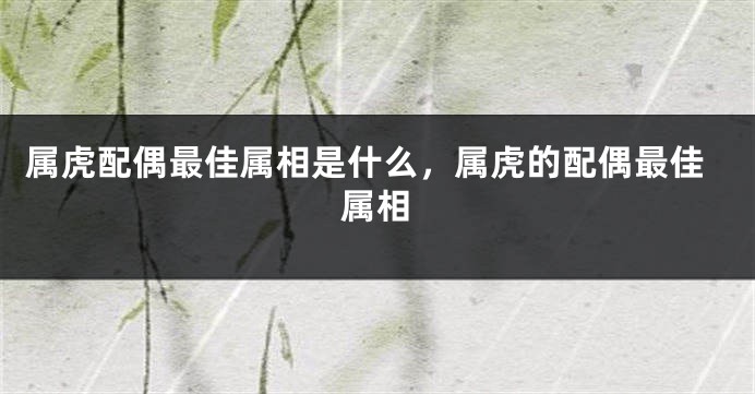 属虎配偶最佳属相是什么，属虎的配偶最佳属相