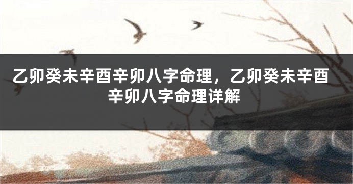 乙卯癸未辛酉辛卯八字命理，乙卯癸未辛酉辛卯八字命理详解