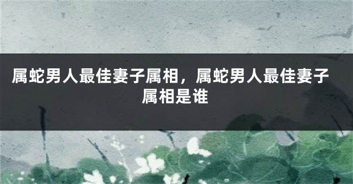 属蛇男人最佳妻子属相，属蛇男人最佳妻子属相是谁