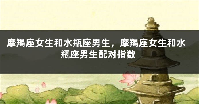 摩羯座女生和水瓶座男生，摩羯座女生和水瓶座男生配对指数