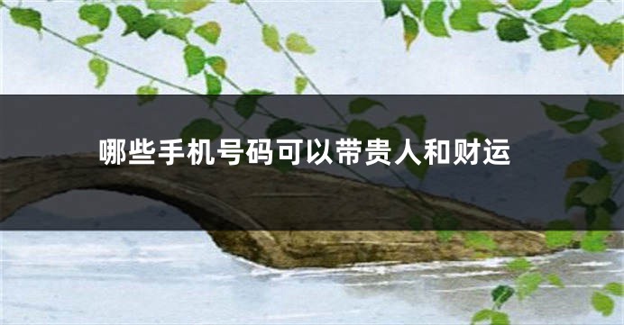 哪些手机号码可以带贵人和财运